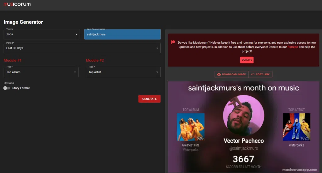 Last fm: saiba como usar e rastrear o que você escuta Exemplo de imagem gerada pelo site musicorum