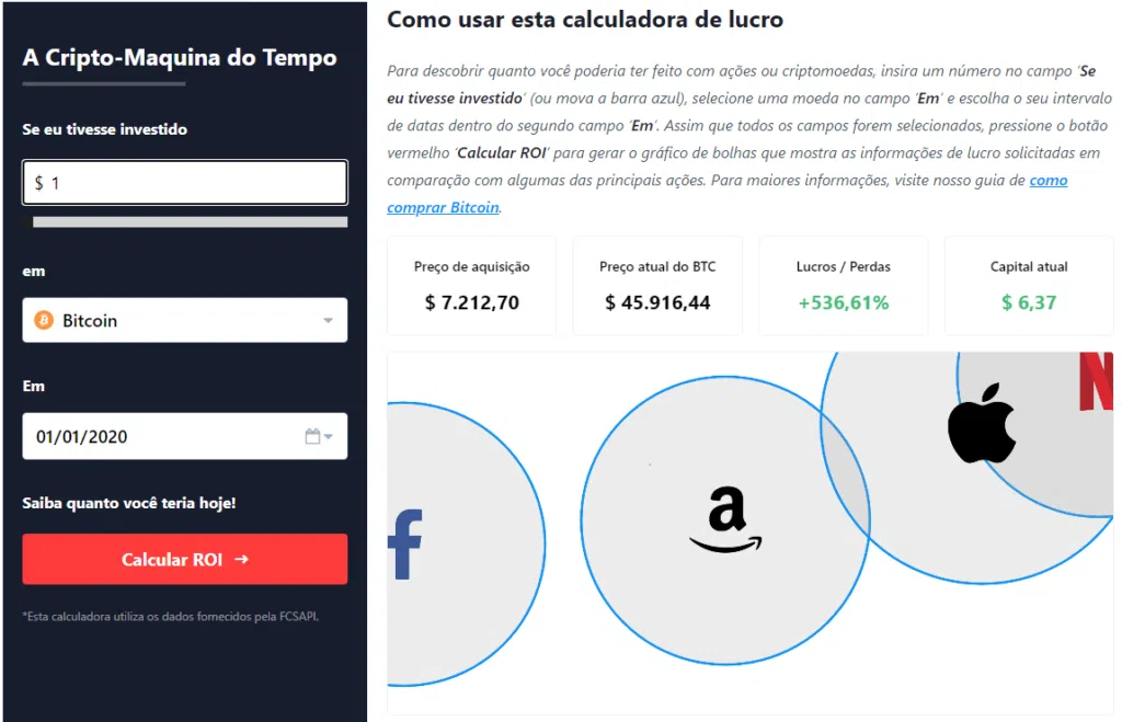 Cripto-maquina do tempo: calculando o lucro do bitcoin A ferramenta cripto-maquina do tempo
