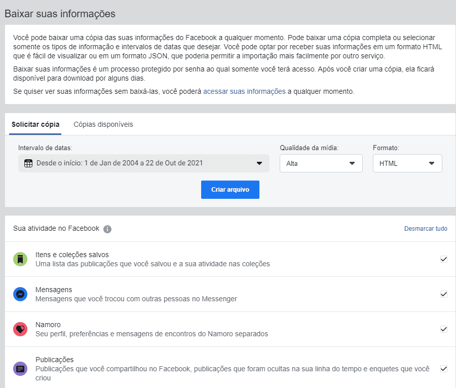 Como excluir o facebook de forma definitiva Como solicitar os dados da conta do facebook?