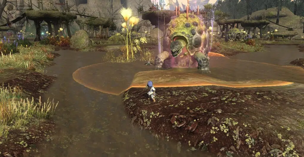 Guia de final fantasy xiv - tudo que você precisa saber! Imagem mostrando um monstro se preparando para dar um golpe em área