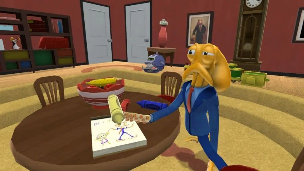 Çocuklarınızla oynayabileceğiniz en iyi oyunlar Ahtapot olan baba Octodad, deftere nasıl çizim yapılacağını anlamaya çalışıyor