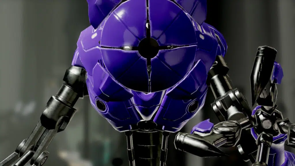 Review: metroid dread é simplesmente incrível E. M. M. I. Azul visto de frente.