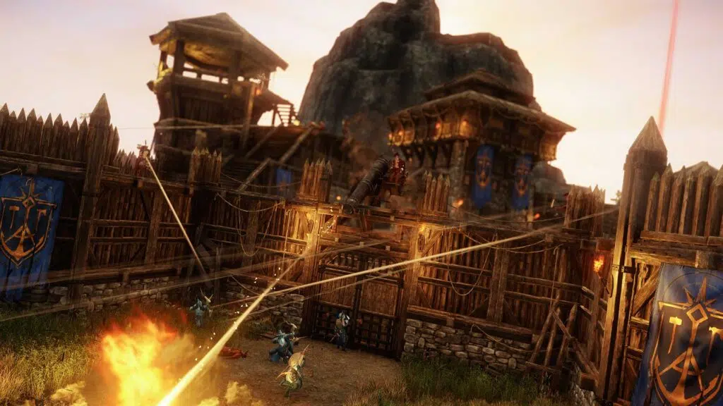 Como jogar new world, o mmorpg da amazon games Imagem de uma fortaleza de new world.