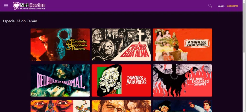 Conheça 5 canais de tv e iptv para ver de graça no pc Net movies tem especiais do zé do caixão e do mazzaropi