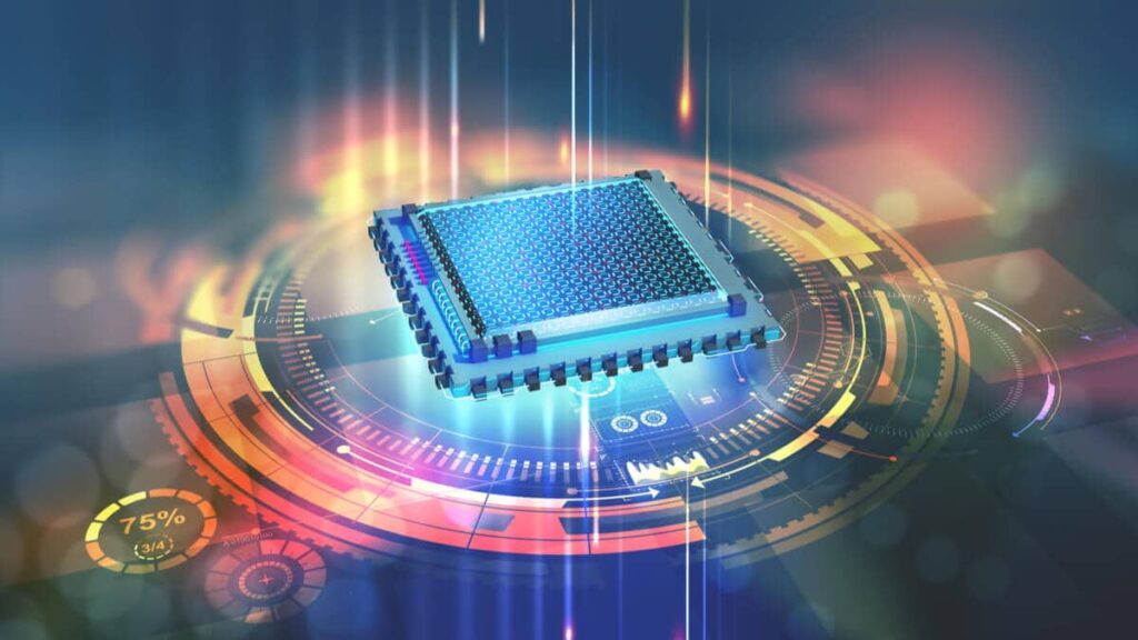 Símbolo de chip superpotente para sinalizar computação quântica