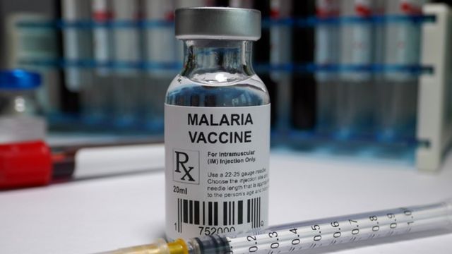 Pote com vacina contra malária