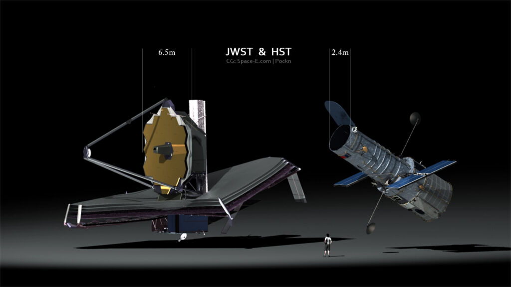 Comparação entre telescópio jamess webb e telescópio hubble