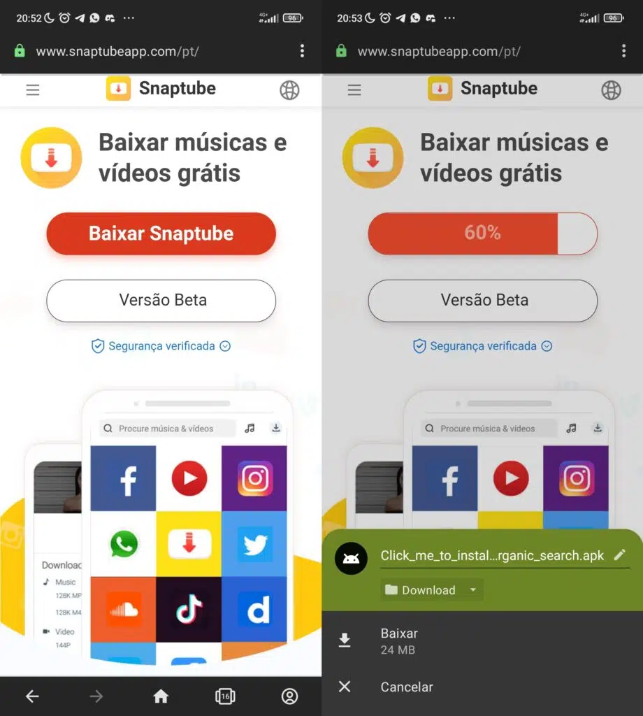 Como baixar vídeo (ou música) do youtube sem app Baixar música com snaptube
