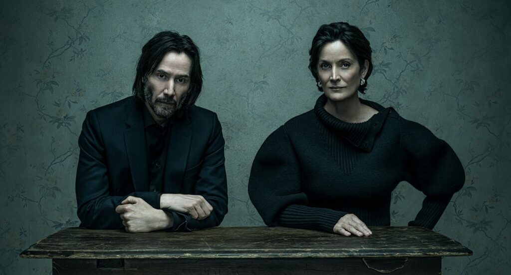 Keanu reeeves e carrie-anne em matrix ressurections