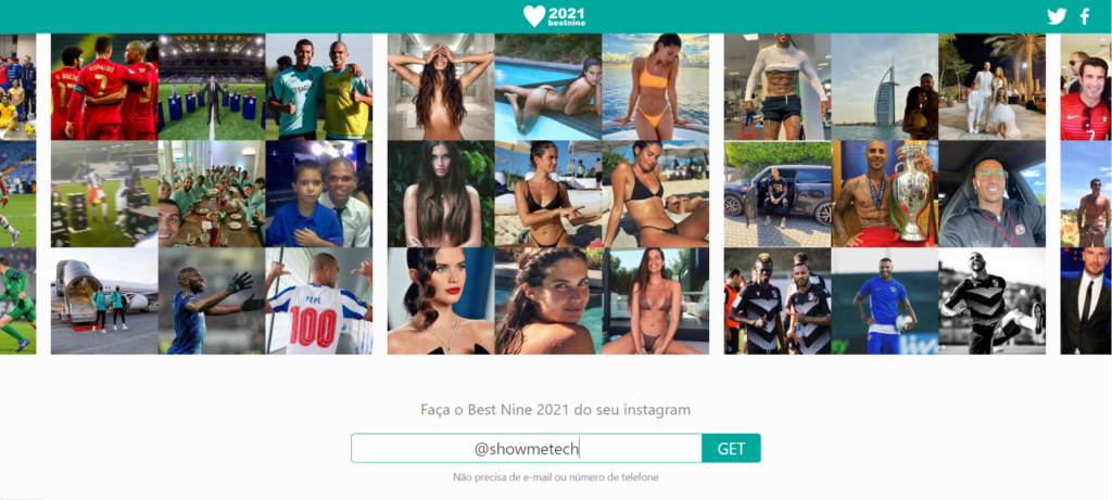 Captura de tela do site best nine que mostra publicações mais curtidas do instagram
