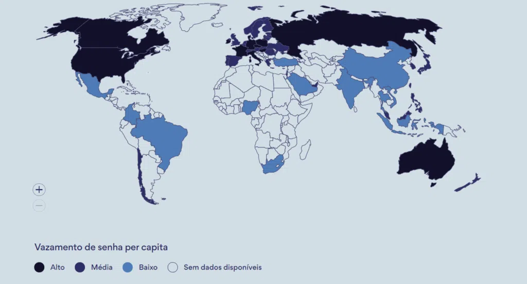 Conheça as 200 senhas fracas mais usadas em 2021 Mapa com senhas fracas mais usadas em todo o mundo