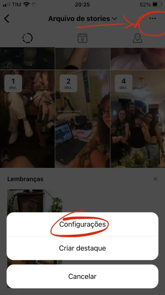 5 maneiras de baixar stories do instagram Configurações do arquivo de stories
