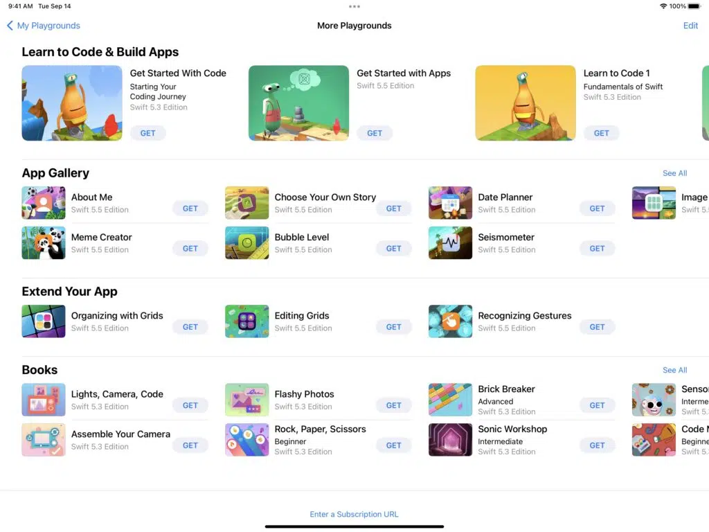 Swift playgrounds 4 permite desenvolvimento de apps via ipad Galeria de projetos no swift playgrounds 4