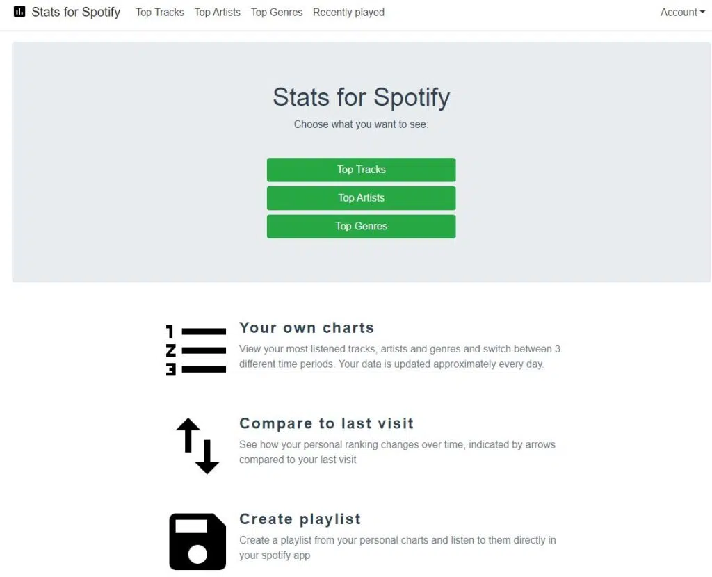 Veja suas músicas mais ouvidas com stats for spotify Como usar o stats for spotify? Reprodução: lucas gomes