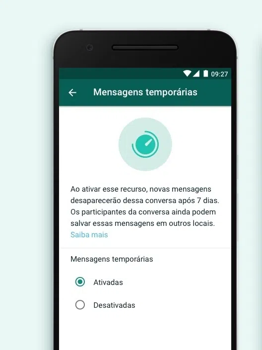 E' possibile attivare la funzione "messaggi temporanei", in ogni chat, in modo che i messaggi si cancellino da soli. Riproduzione: whatsapp.