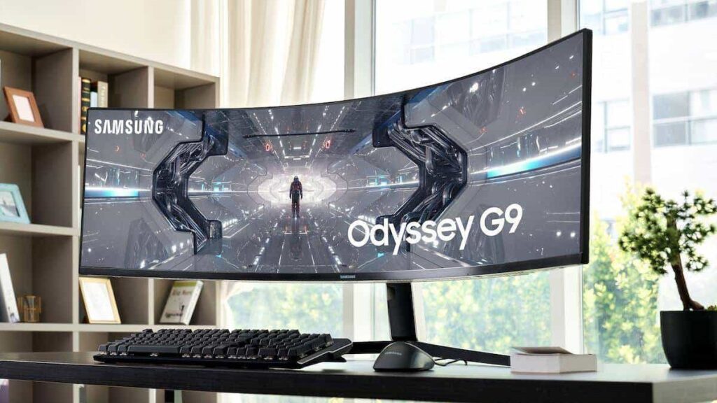 Odyssey ark, o maior monitor gamer de tela curva da samsung. Com 55 polegadas e curvatura de 1000r, o odyssey ark foi apresentado na ces 2022 e também funciona na vertical de uma forma curiosa