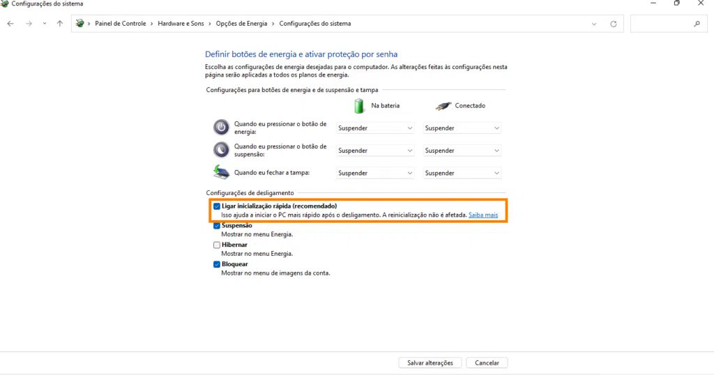 Ssd lento no windows 11? Veja como corrigir Ative a inicialização rápida para melhorar o ssd lento no windows 11