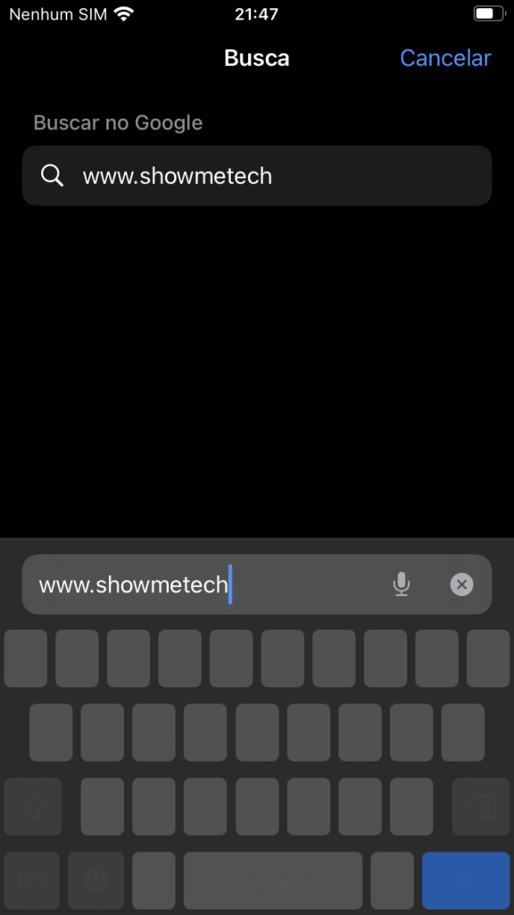 Usando a barra de espaço como cursor no iphone
