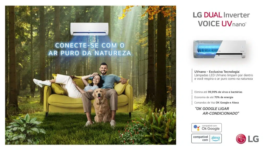 Novo ar condicionado lg elimina 99,99% das bactérias com luz uv Novo ar condicionado lg