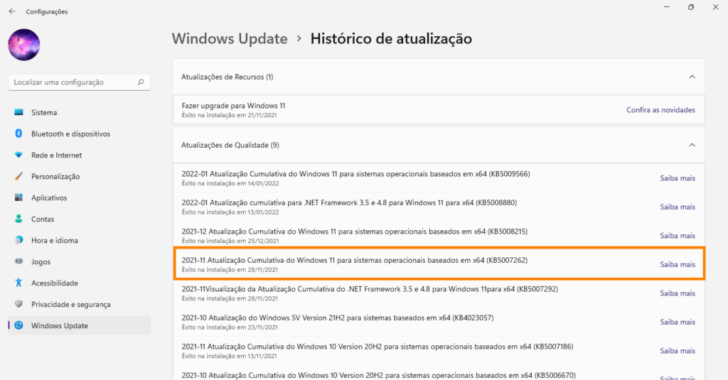 Atualização do windows 11 por causa do ssd lento