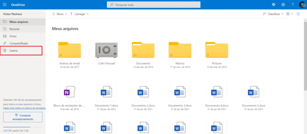 Como recuperar arquivos apagados em serviços na nuvem Página inicial do microsoft one drive