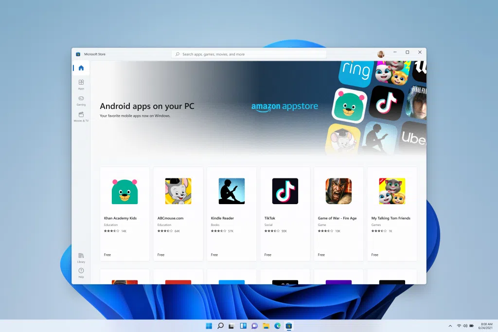 Atualização do windows 11 trará apps android na windows store Apps android na windows store