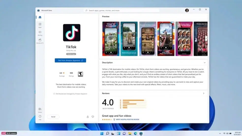 Atualização do windows 11 trará apps android na windows store Tiktok para android no windows 11