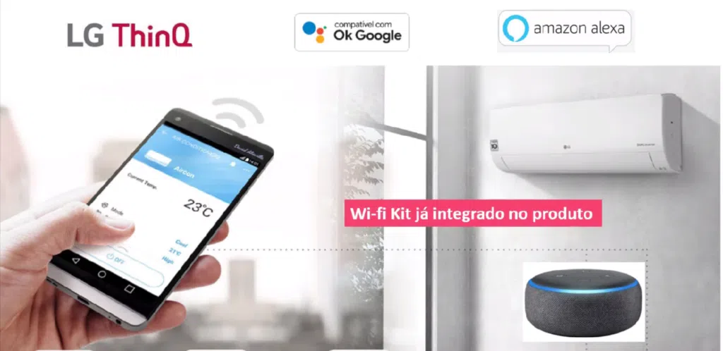 Novo ar condicionado lg elimina 99,99% das bactérias com luz uv Conectividade do lg dual inverter voice uvnano