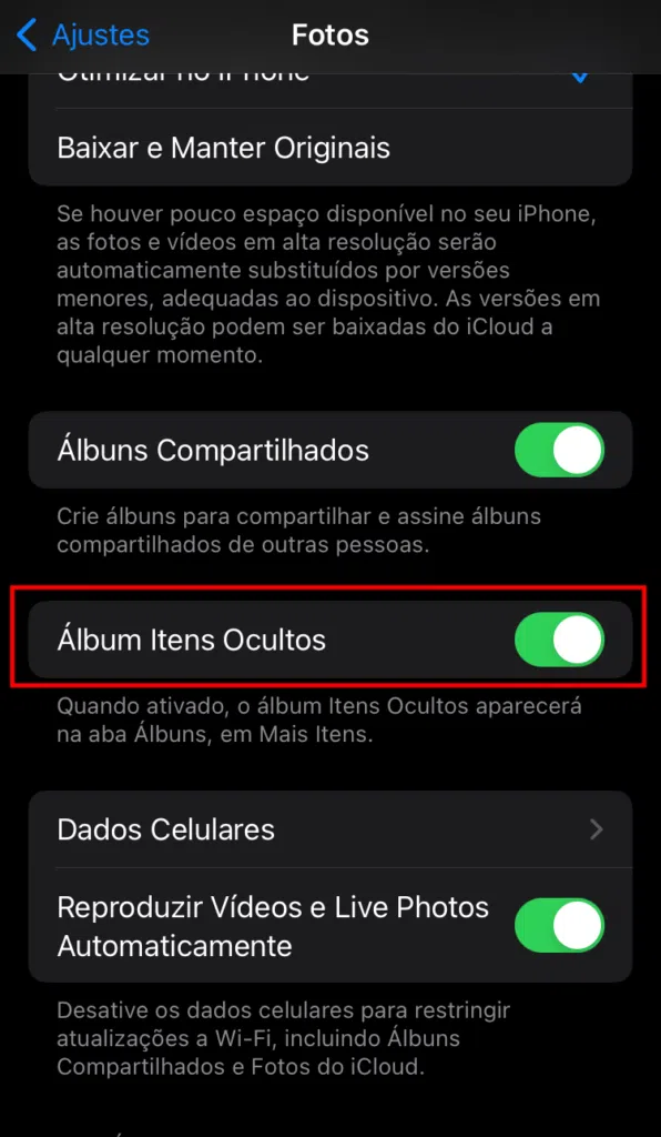 Saiba esconder fotos no iphone e ipad Habilitar álbum itens ocultos no iphone