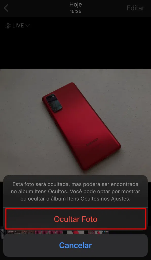 Saiba esconder fotos no iphone e ipad Ocultar foto selecionada