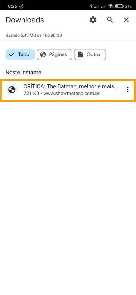 Como salvar páginas da web no android para ver offline Salvar páginas da web no android