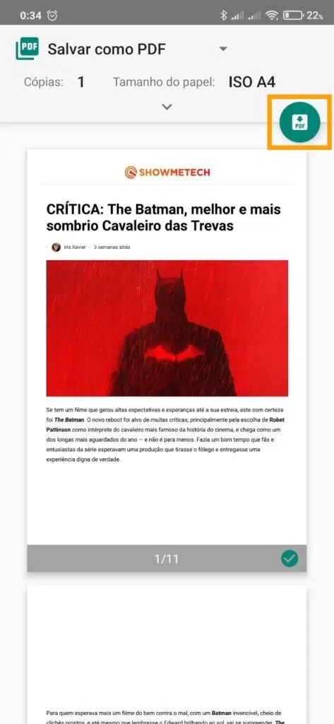 Como salvar páginas da web no android para ver offline Salvar uma página em pdf no android via chrome