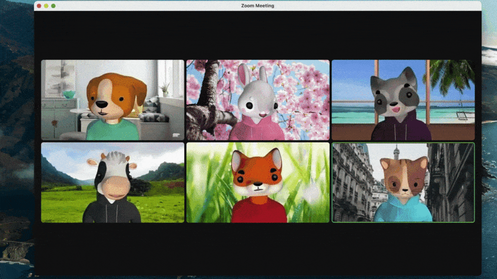Zoom lança avatares de animais para videochamadas. Reprodução: zoom