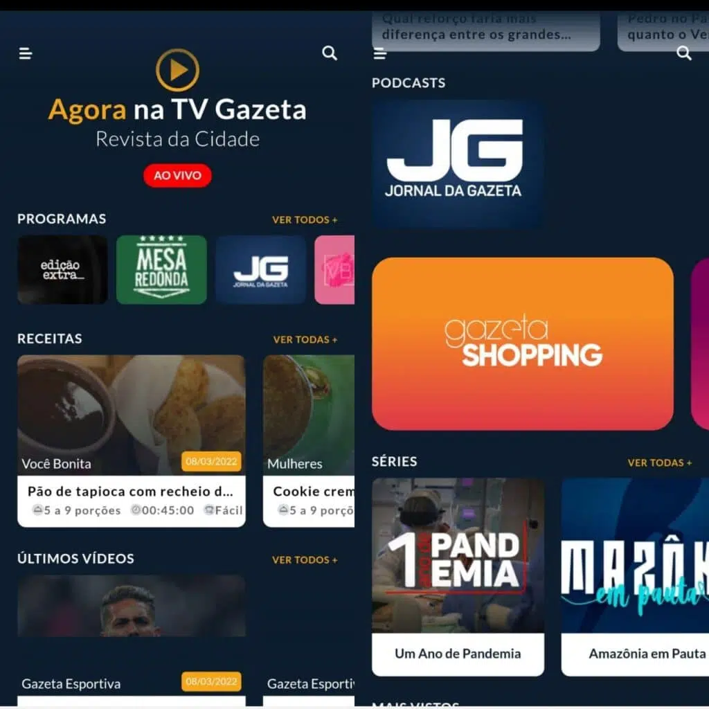 Globo, band, record, sbt: las 25 mejores apps de tv para ver en tu smartphone Captura de pantalla de la aplicación Gazette TV