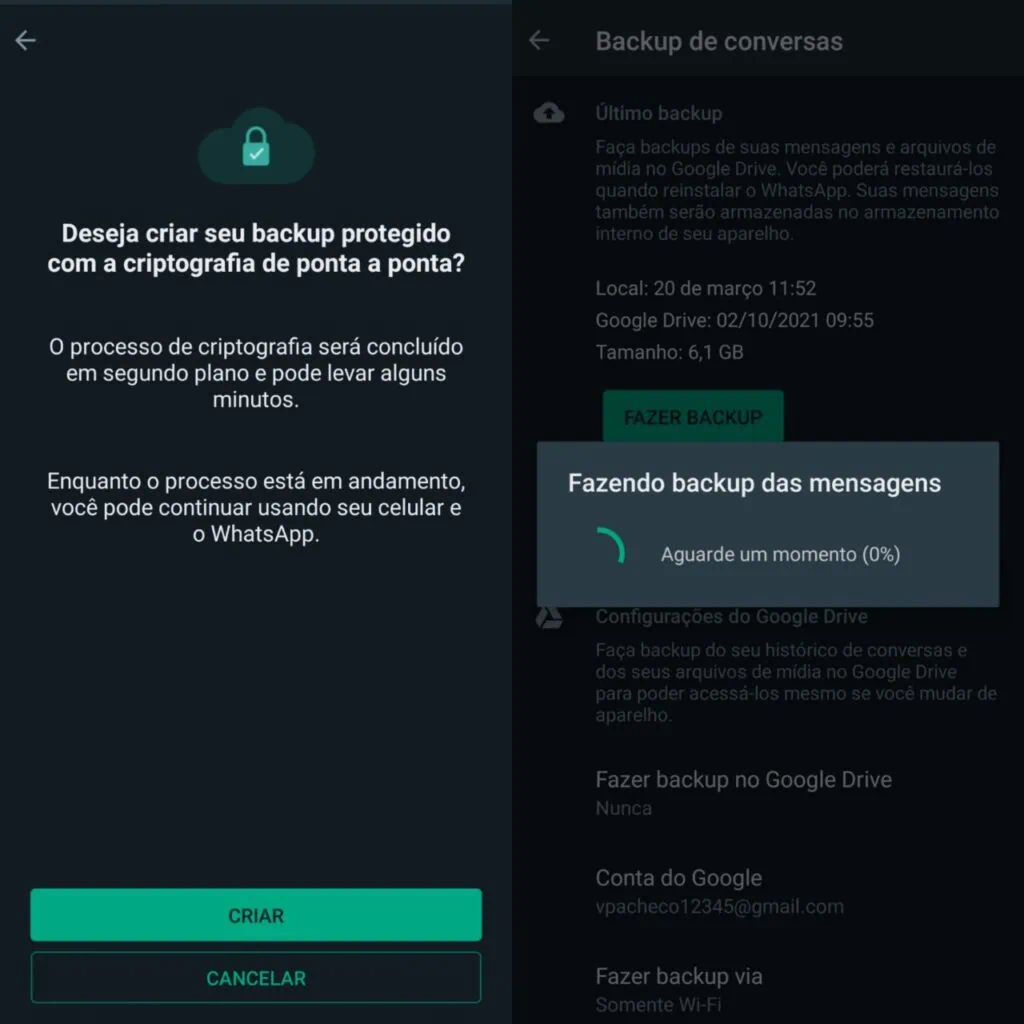 Android(Googleアカウント)をバックアップする方法 whatsapp バックアップでエンドツーエンドの暗号化を有効にする方法のスクリーンショット