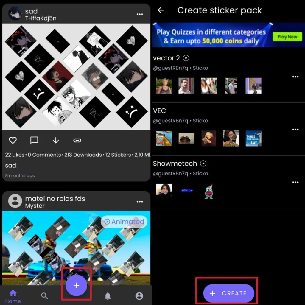 Como baixar figurinhas animadas no whatsapp Tela inicial do aplicativo sticko
