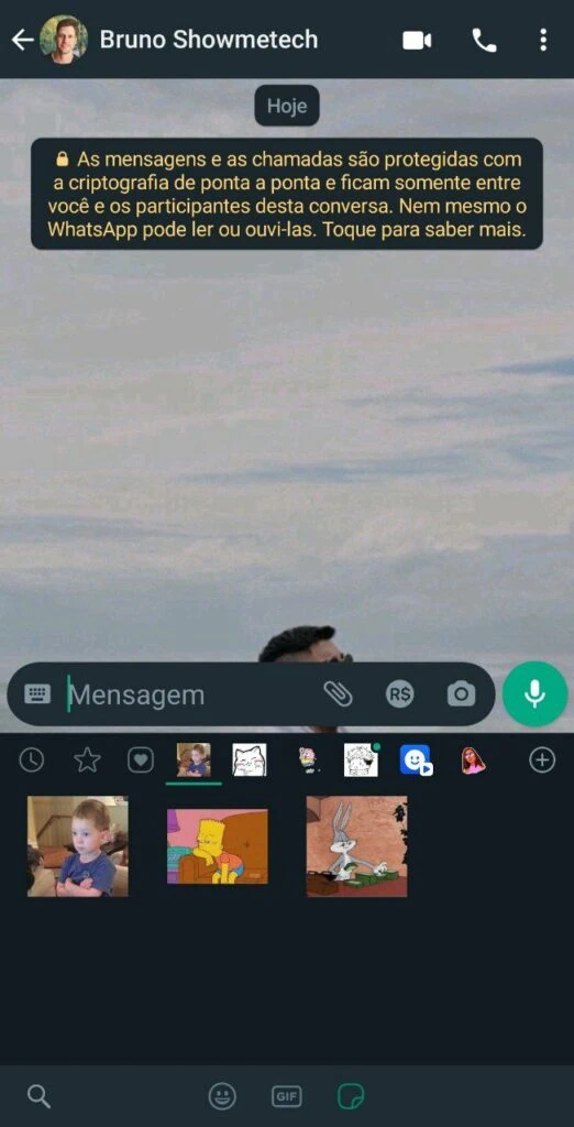 Como baixar figurinhas animadas no whatsapp Captura de tela do whatsapp para android