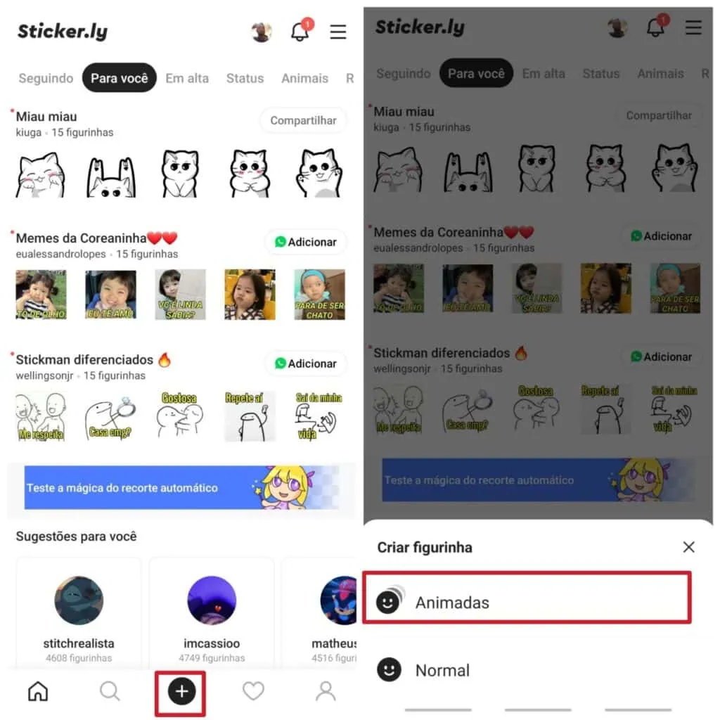 Como baixar figurinhas animadas no whatsapp Tela inicial do sticker. Ly