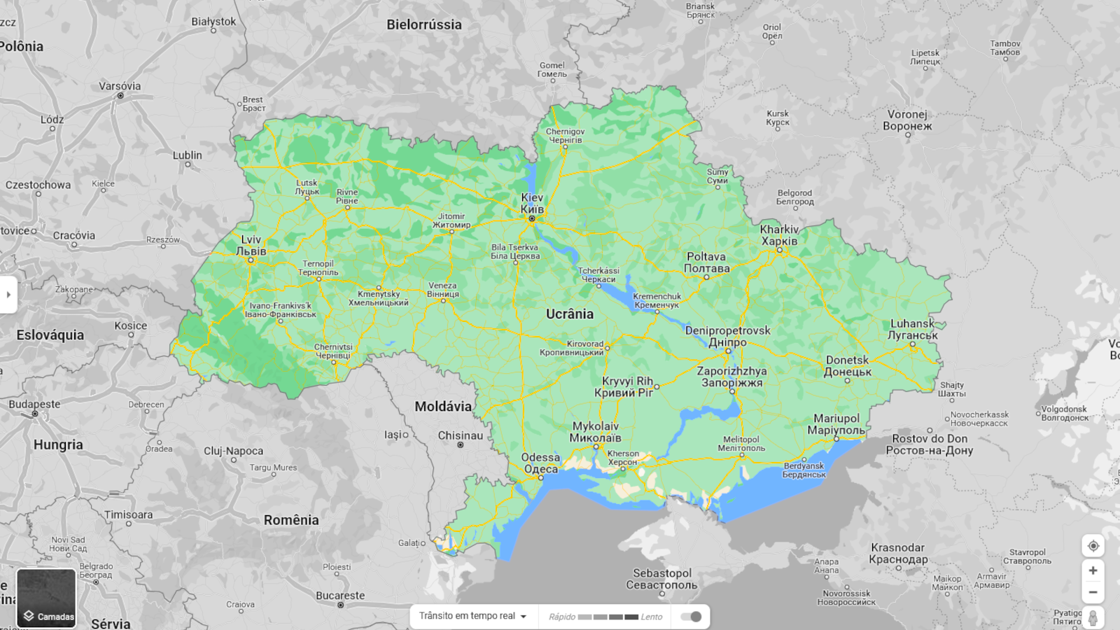 Google maps mostrou invasão russa na ucrânia em tempo real