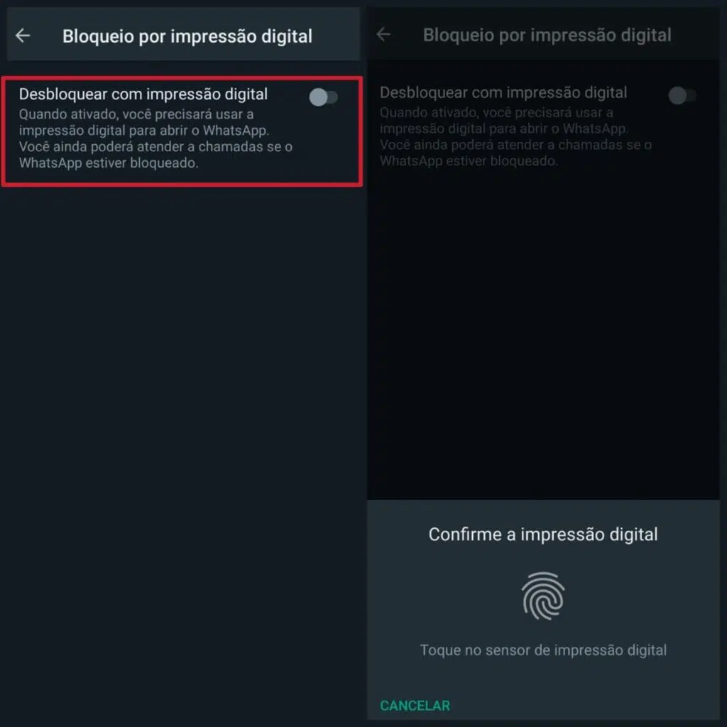 Como recuperar conta do whatsapp e aumentar segurança Processo para cadastrar biometria no whatsapp