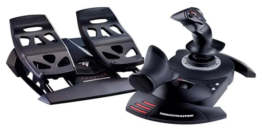 Os 13 melhores acessórios para flight simulator A imagem mostra o joystick para flight simulator t. Flight full kit x