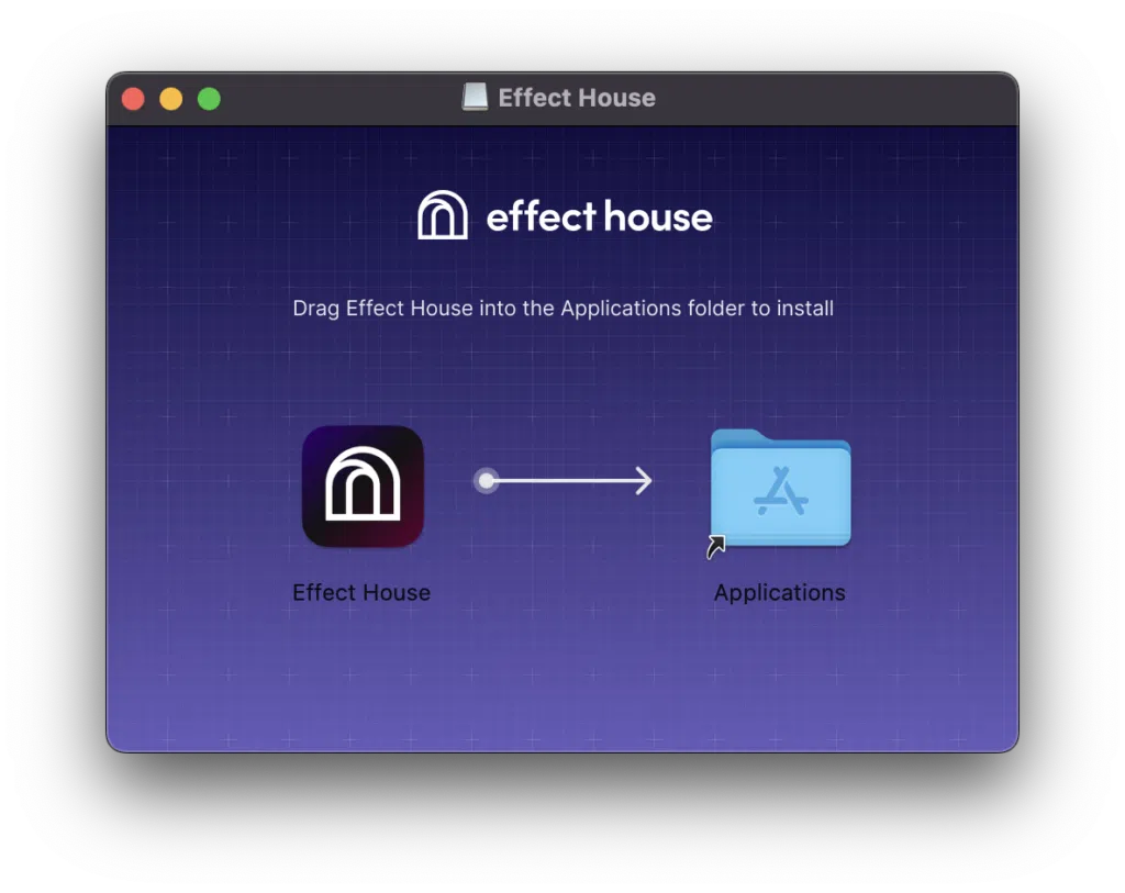 Como criar filtros de realidade aumentada no tiktok A imagem mostra a tela de instalação do effect house no sistema macos