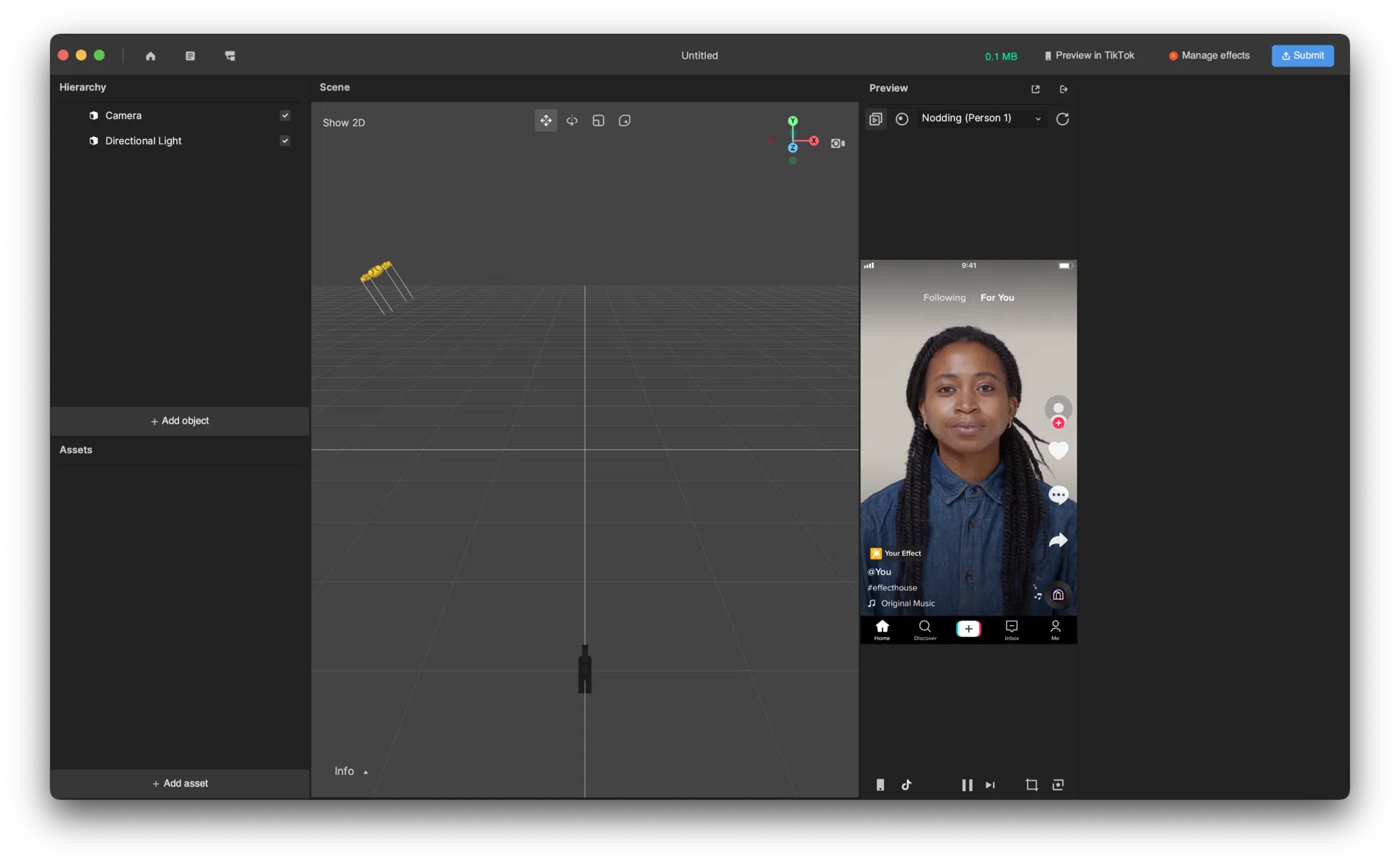 Como criar filtros de realidade aumentada no tiktok A imagem mostra a tela de criação de filtro do zero
