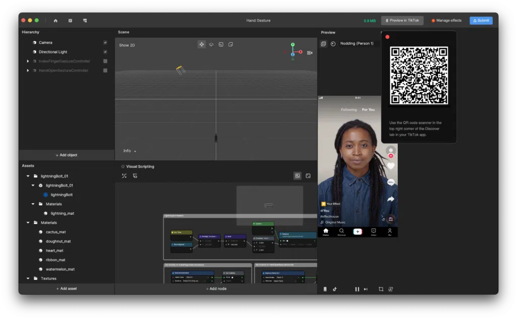 Como criar filtros de realidade aumentada no tiktok A imagem mostra como testar o seu filtro de realidade aumentada no aplicativo do tiktok