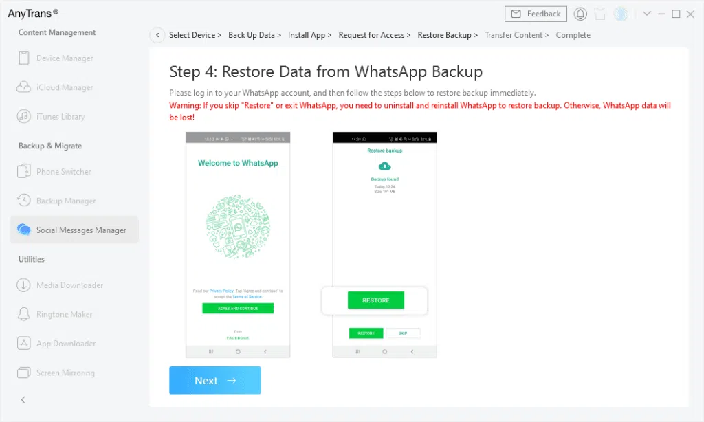 Como transferir conversas do whatsapp do android para iphone com o <strong>anytrans</strong> Como transferir conversas do whatsapp do android para iphone
