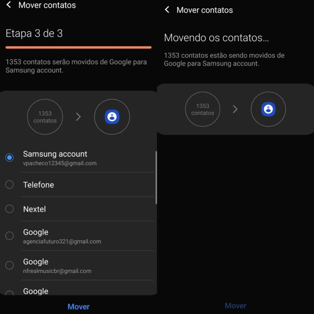 How to backup android (google account) Screenshot of how to import contacts to samsung account