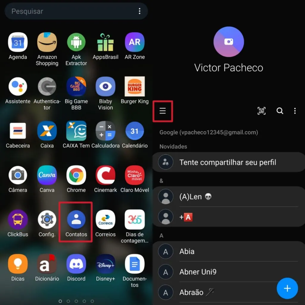 How to backup android (google account) Screenshot of how to import contacts to samsung account