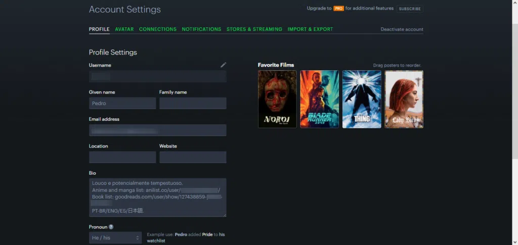 Como usar o letterboxd, rede social de filmes? Editar perfil do letterboxd