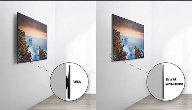 O que muda nas smart tvs neo qled, micro led e the frame de 2022 Slim fit wall mount
