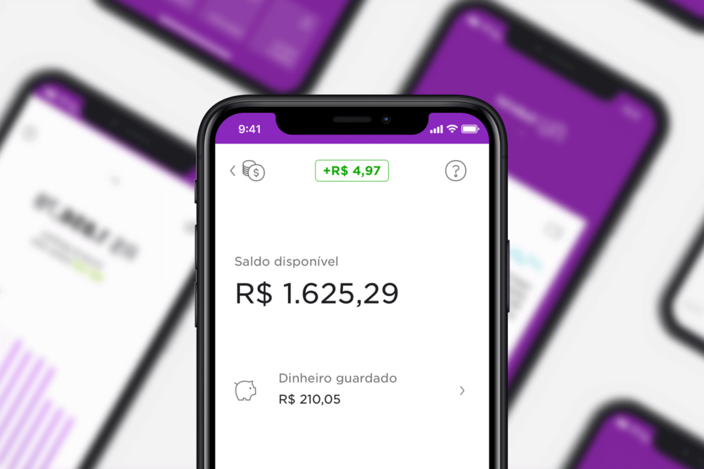 Seção dinheiro guardado do app do nubank